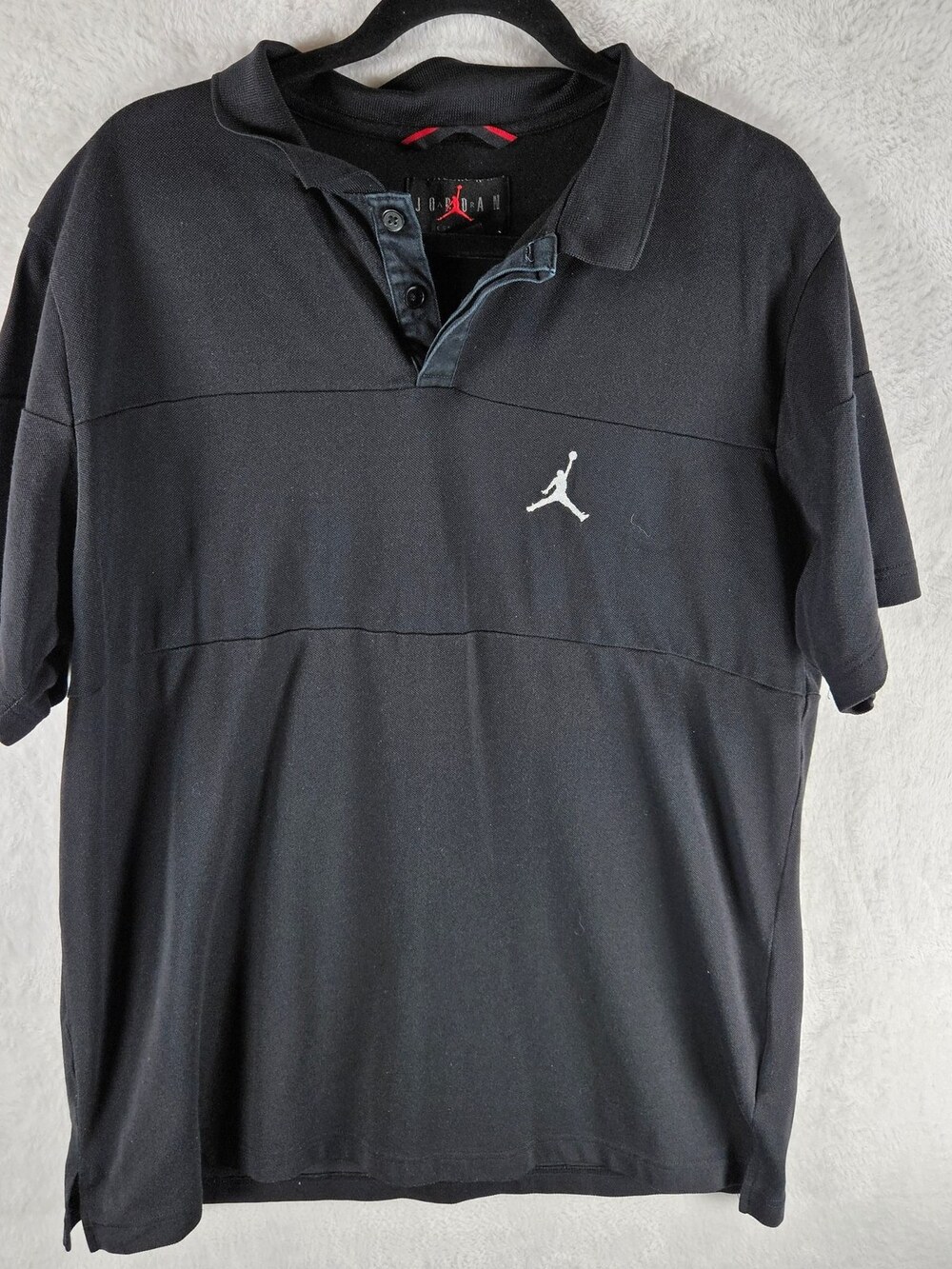 Jordan Jumpman Pique Polo Shirt Short Sleeve Black Cotton Blend Men's Size XL